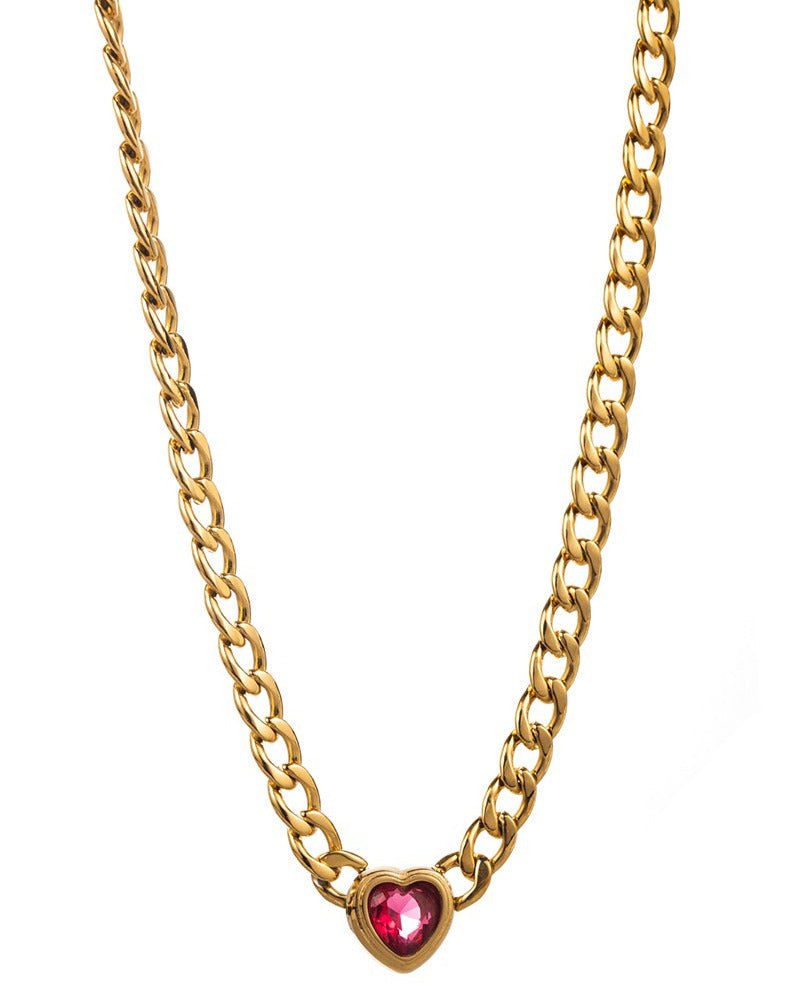 Curb Chain Heart Necklace