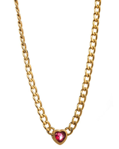 Curb Chain Heart Necklace