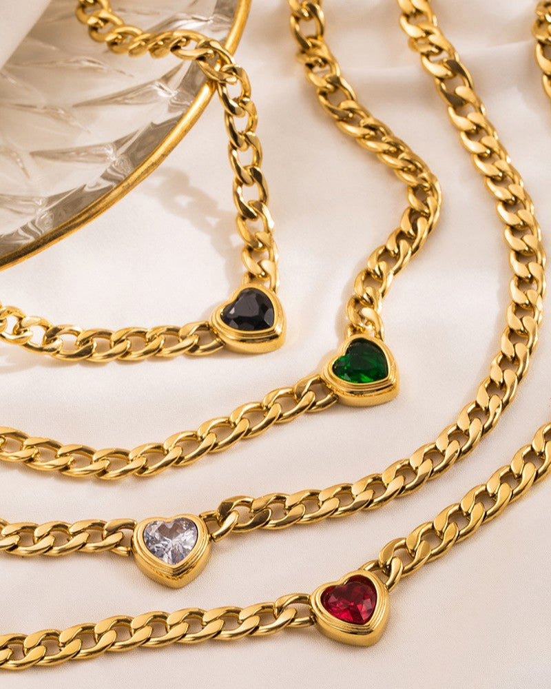Curb Chain Heart Necklace