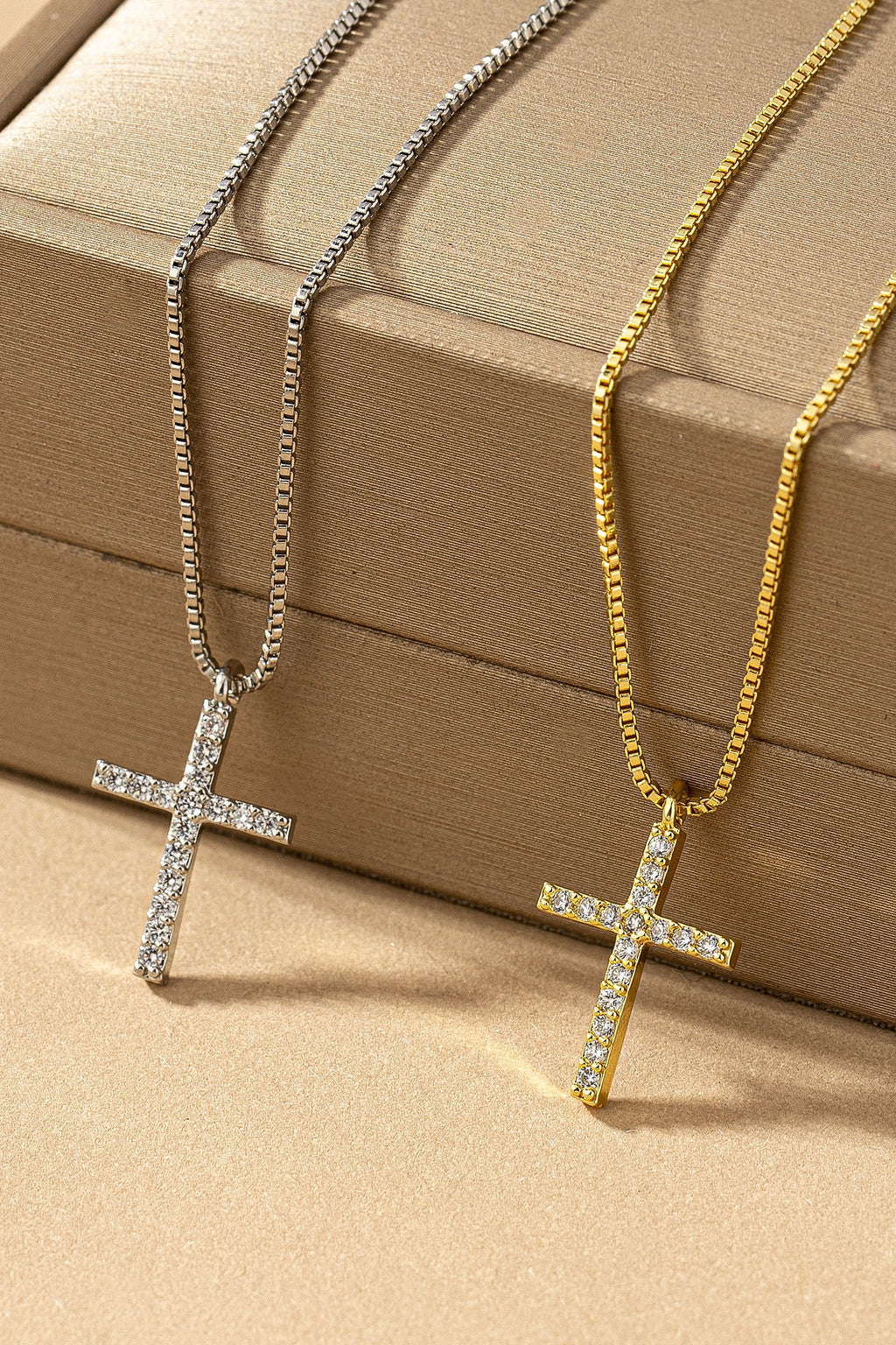 Fe Crystal Cross Pendant Necklace