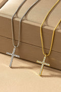 Fe Crystal Cross Pendant Necklace
