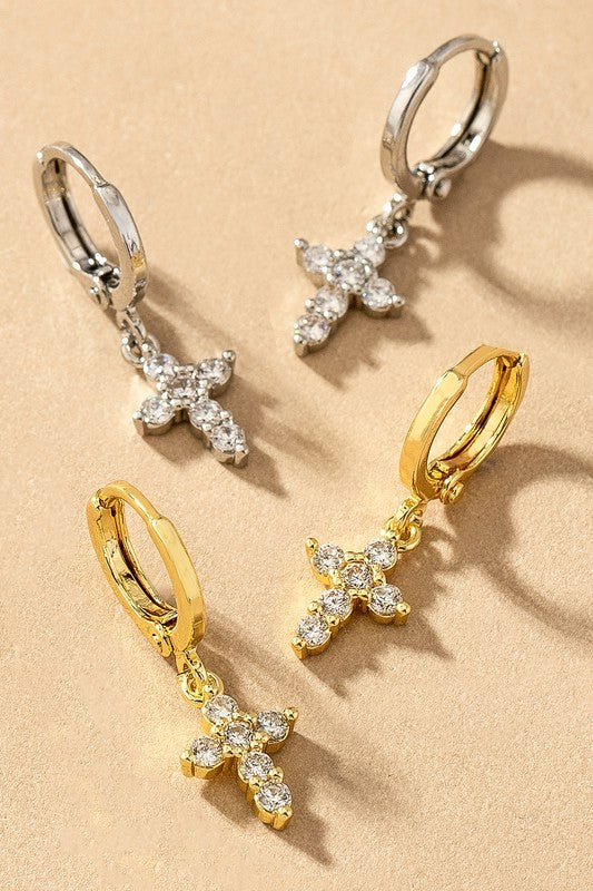 Cross Hoop Earrings