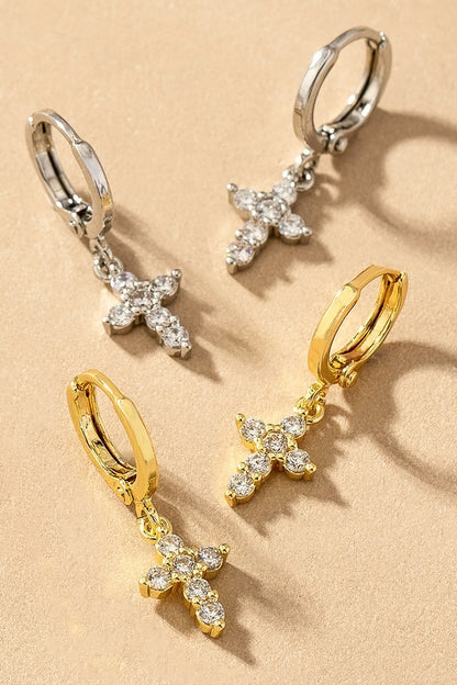 Cross Hoop Earrings