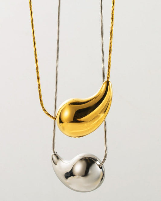 Teardrop Pendant Necklace – 18K Gold Plated Stainless Steel