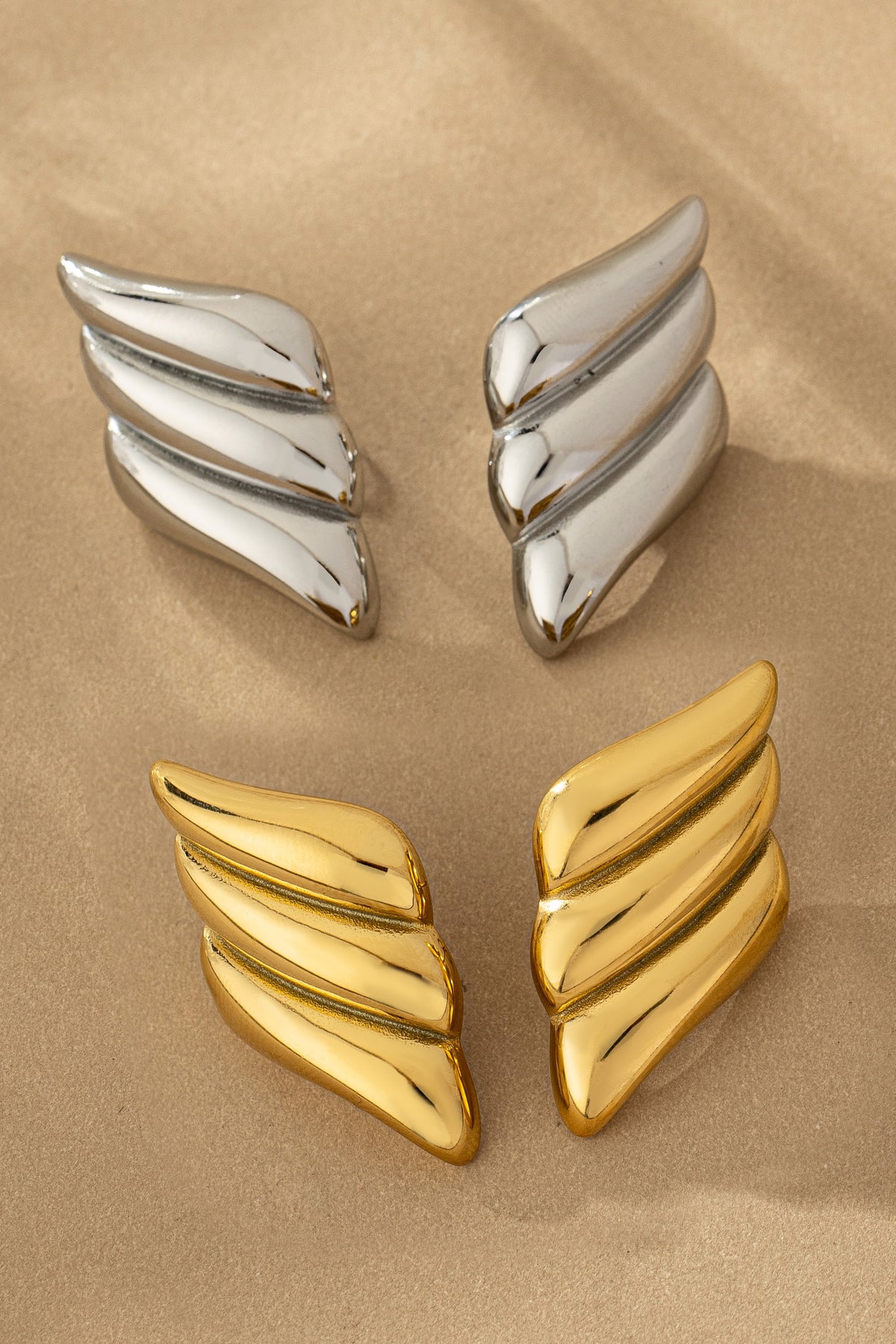 Angel Wings Stainless Steel Stud Earrings