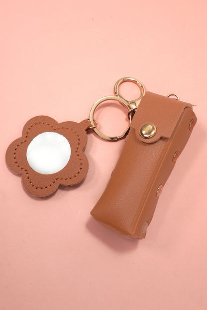 Vegan Leather Lip Bag Charm Keychains