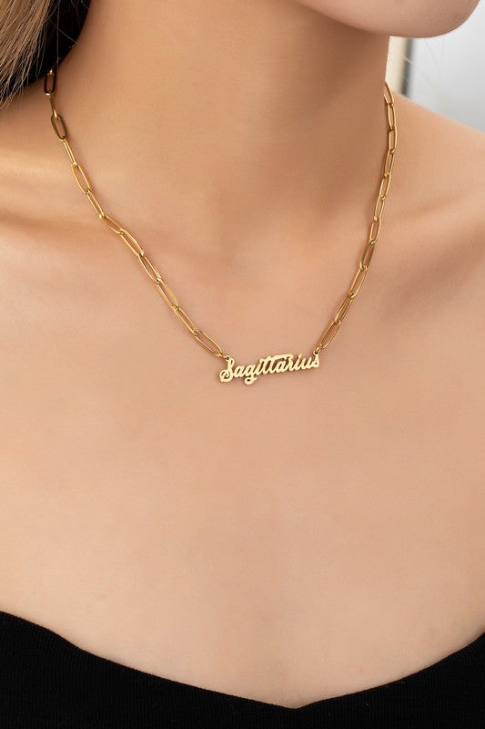 Zodiac Sign Pendant Necklace - Water Proof Stainless
