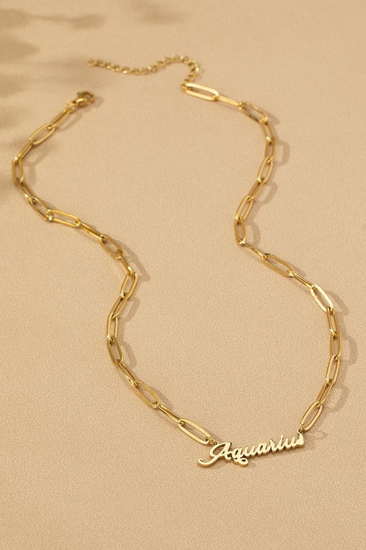 Zodiac Sign Pendant Necklace - Water Proof Stainless
