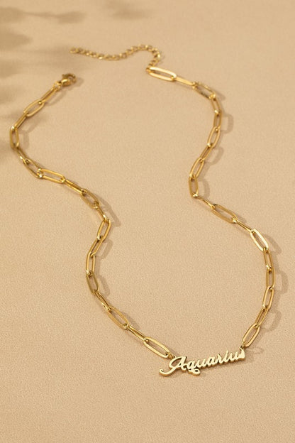 Zodiac Sign Pendant Necklace - Water Proof Stainless
