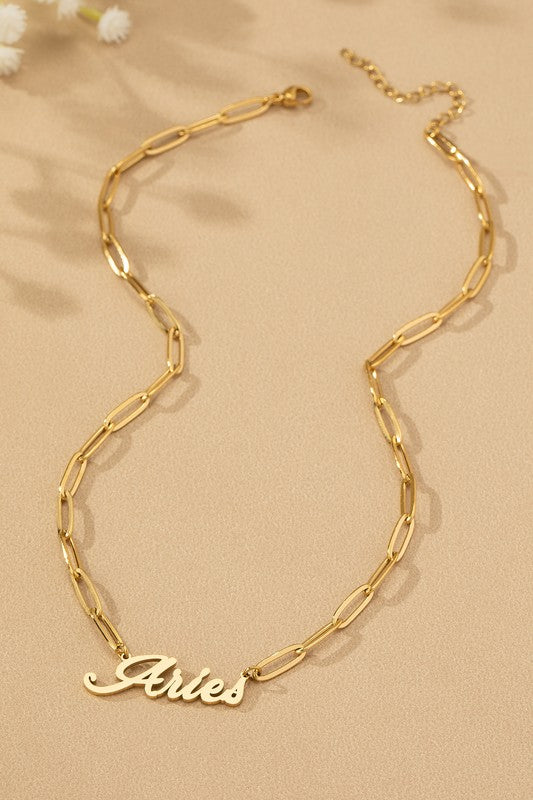 Zodiac Sign Pendant Necklace - Water Proof Stainless