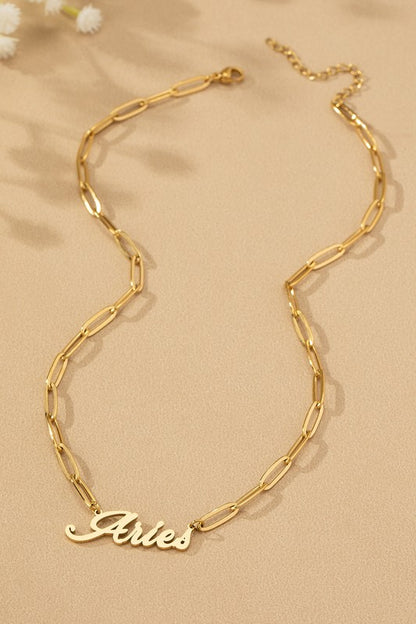 Zodiac Sign Pendant Necklace - Water Proof Stainless