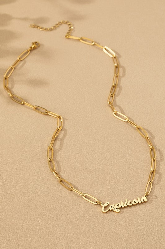 Zodiac Sign Pendant Necklace - Water Proof Stainless