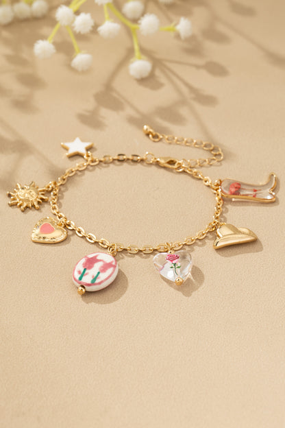 Western Charm Bracelet With Ceramic Flower Bead
