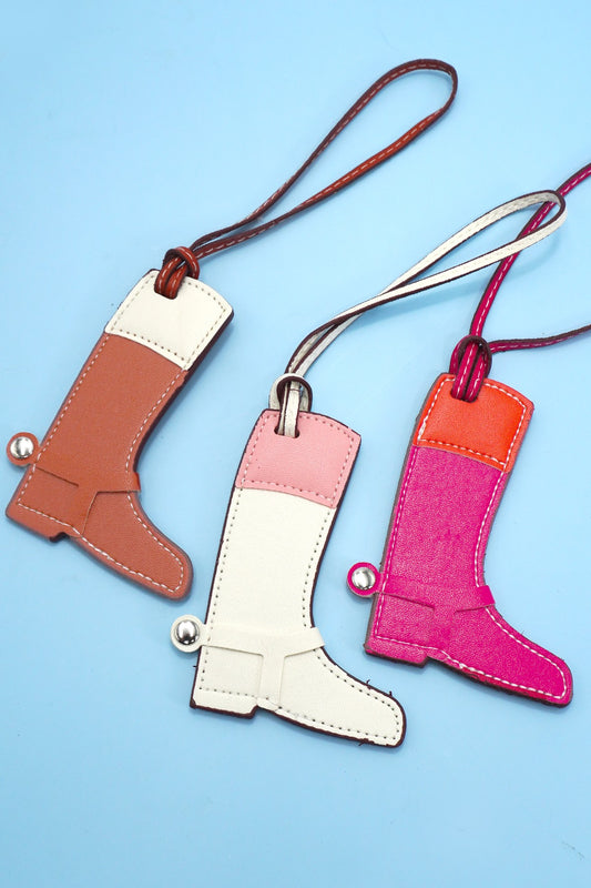 Vegan Leather Western Boot Bag Charm Keychains