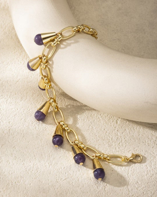 Amethyst Charm Drop Bracelet