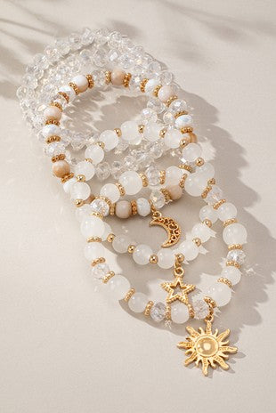 Celestial Charm Beaded Bracelet Stack