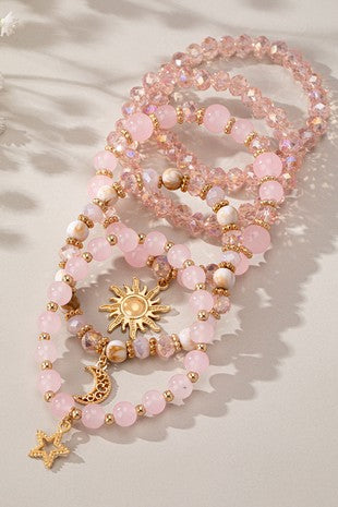 Celestial Charm Beaded Bracelet Stack