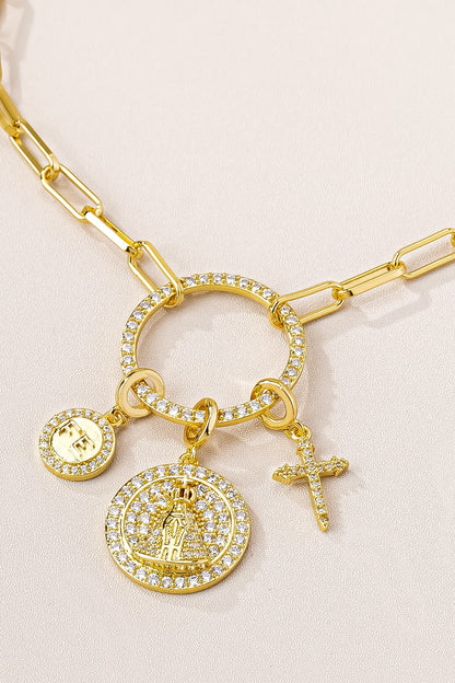 Mary Pendant Necklace with Sparkling Zirconia Charms