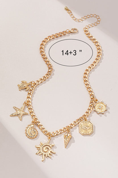 Celestial & Coastal Motifs Charm Necklace