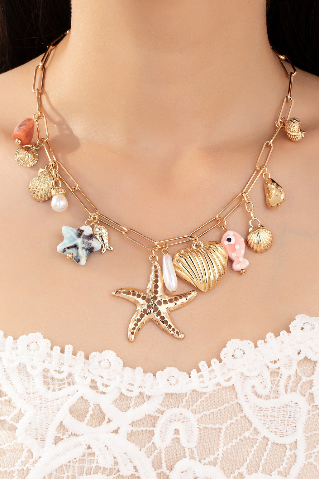 Ocean Treasures Charm Necklace Ceramic