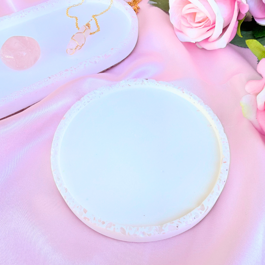 Rose Quartz-Edged Round Tray