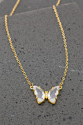Pastel Butterfly Gemstone Pendant Necklace