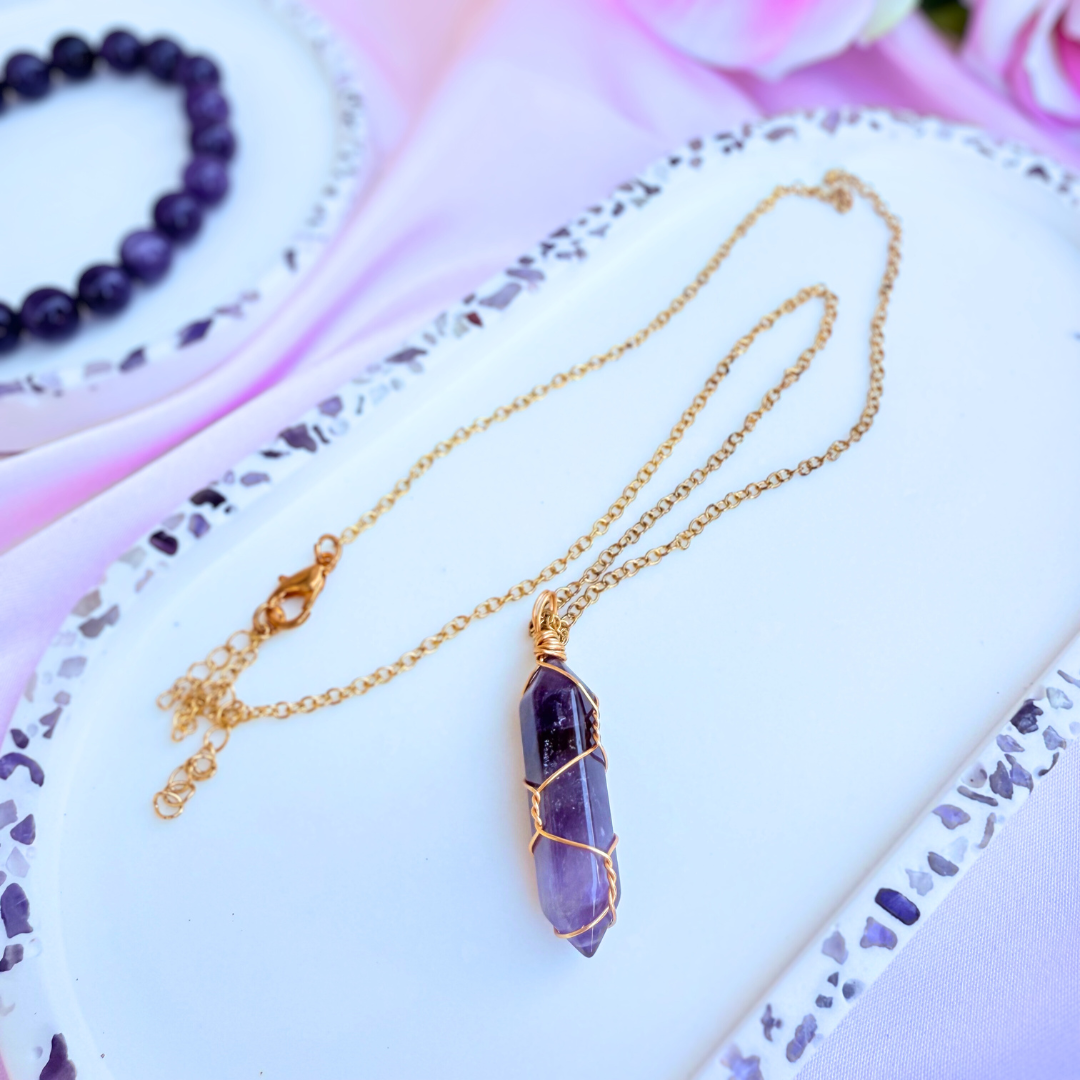 Amethyst Crystal Pendant Necklace