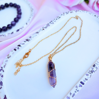 Amethyst Crystal Pendant Necklace