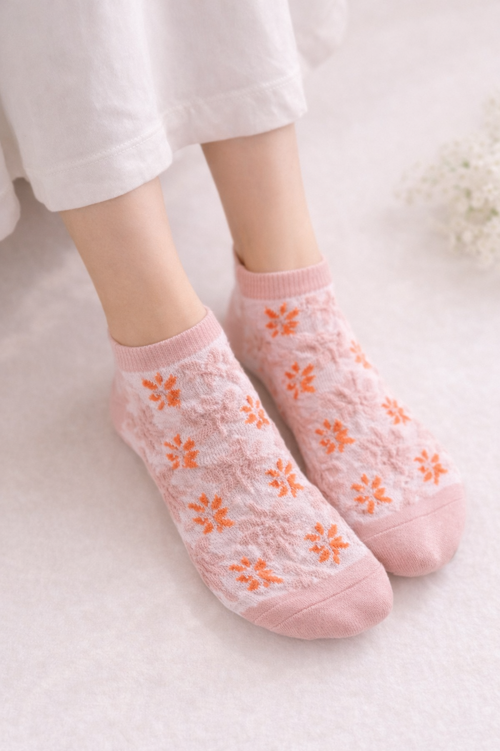 Vintage Floral Sheer Ankle Socks – 5 Styles