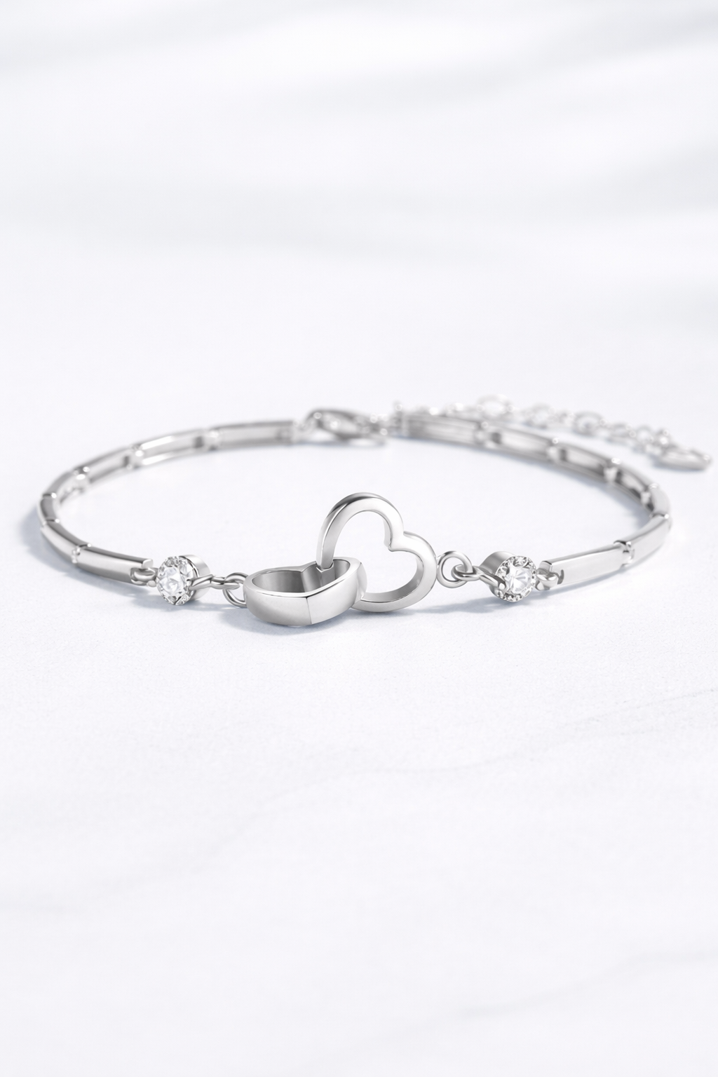 Eternal Double Heart Sterling Silver Bracelet