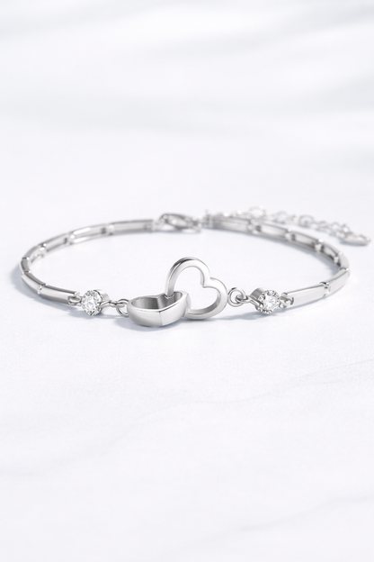 Eternal Double Heart Sterling Silver Bracelet