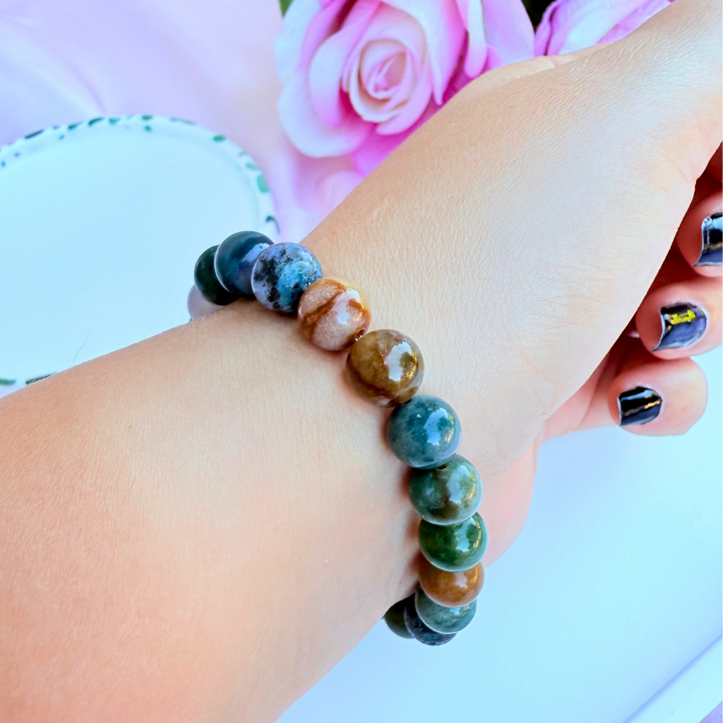 Indian Agate Beaded Bracelet