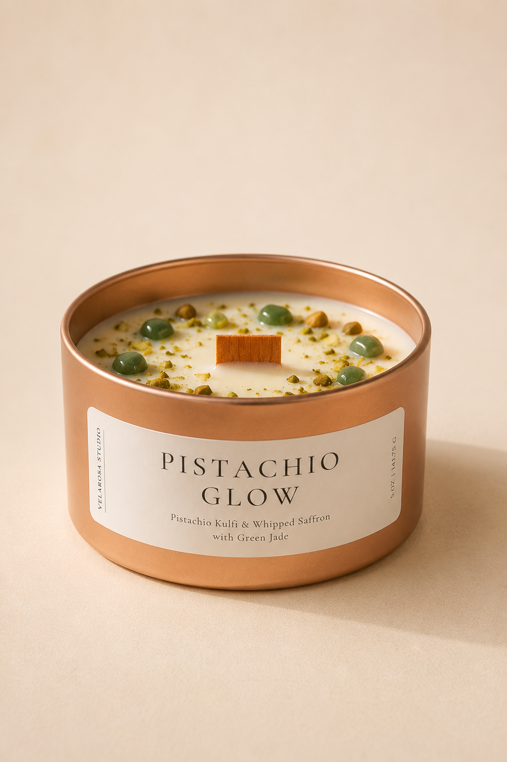 Pistachio Glow – Pistachio Kulfi Wooden Wick Candle