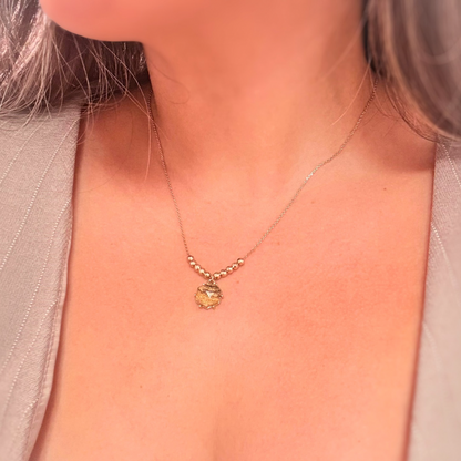 Hexagon Natural Stone Pendant Necklace