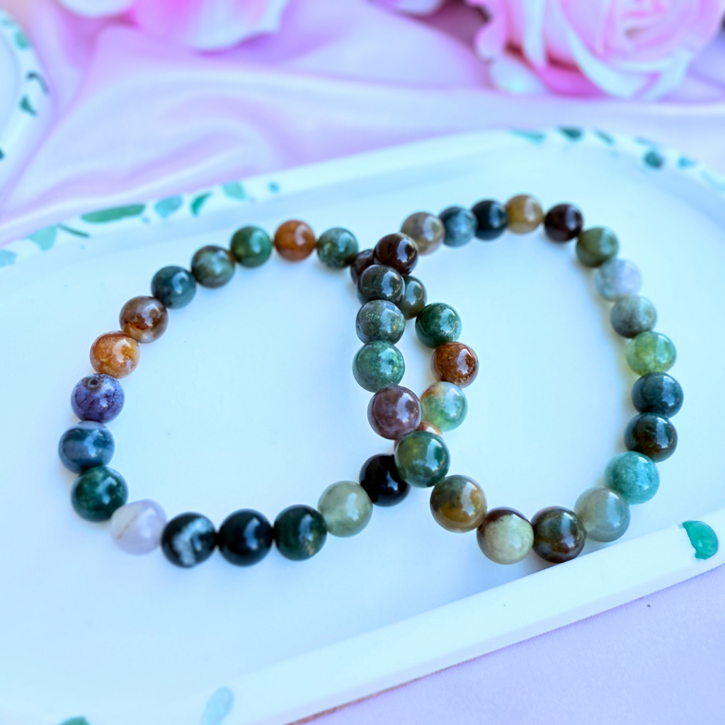 Indian Agate Beaded Bracelet