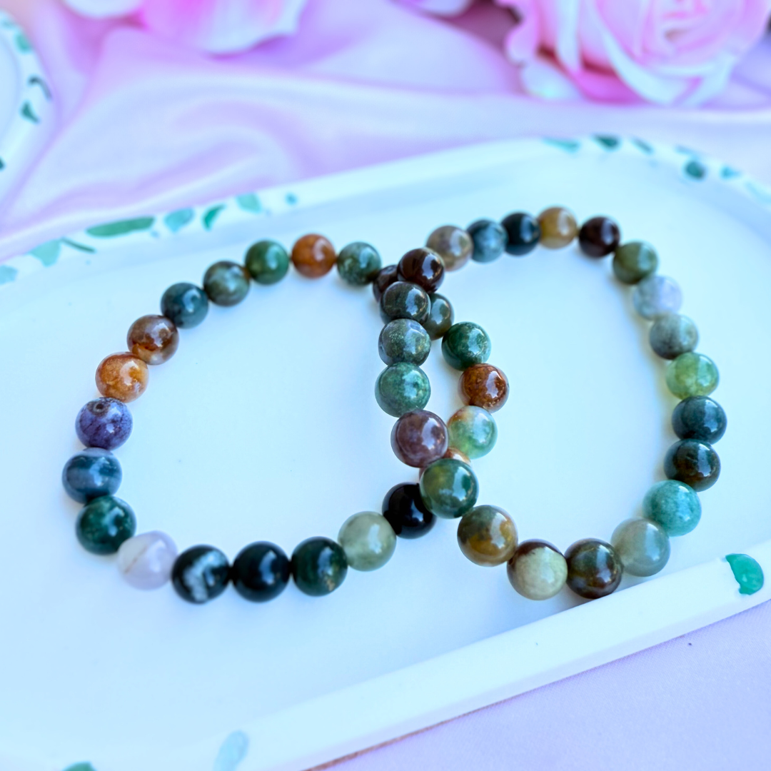 Indian Agate Beaded Bracelet