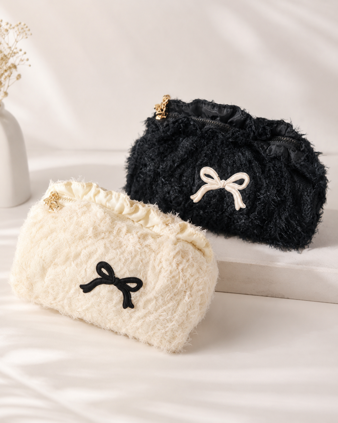 Fluffette Bow Cosmetic Pouch