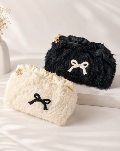 Fluffette Bow Cosmetic Pouch
