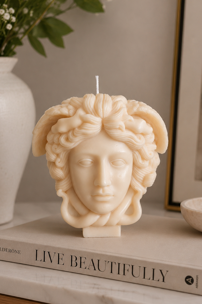 Medusa Sculptural Candle – Large Greek Goddess Decor