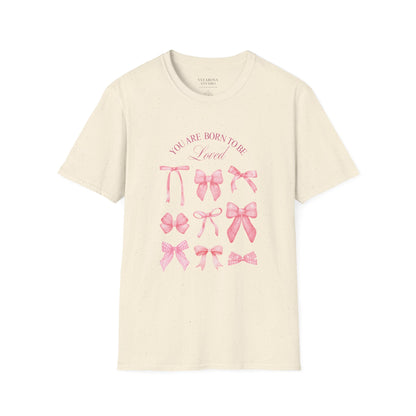 Pink Bow Aesthetic Unisex T-Shirt – You Are Born to Be Loved Tee