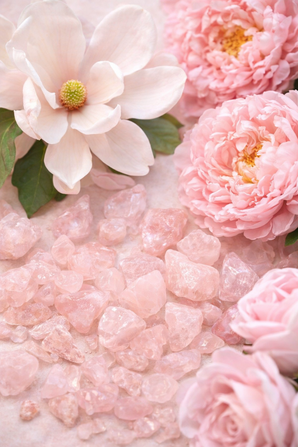 Love Bloom Soy Candle - Magnolia & Peony · Rose Quartz