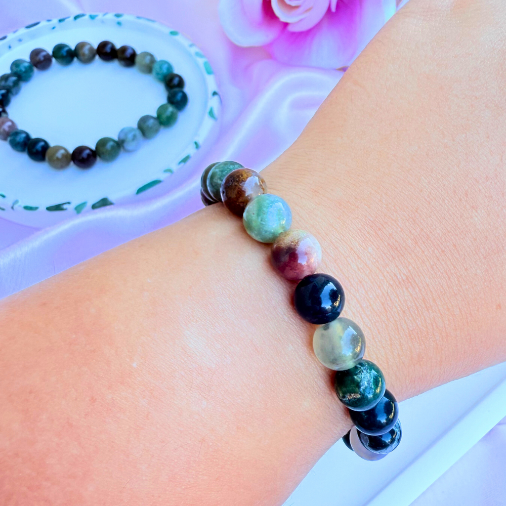 Indian Agate Beaded Bracelet