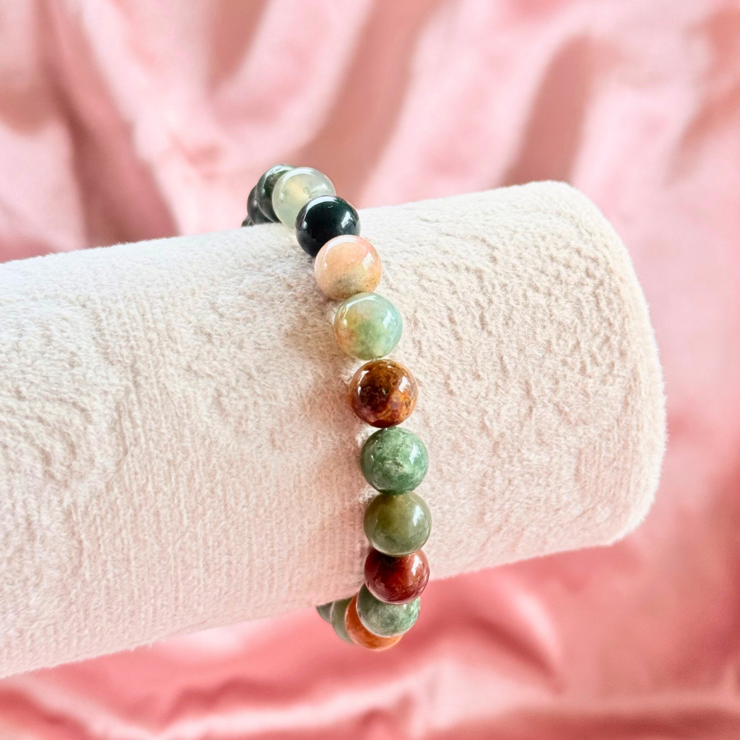 Indian Agate Beaded Bracelet