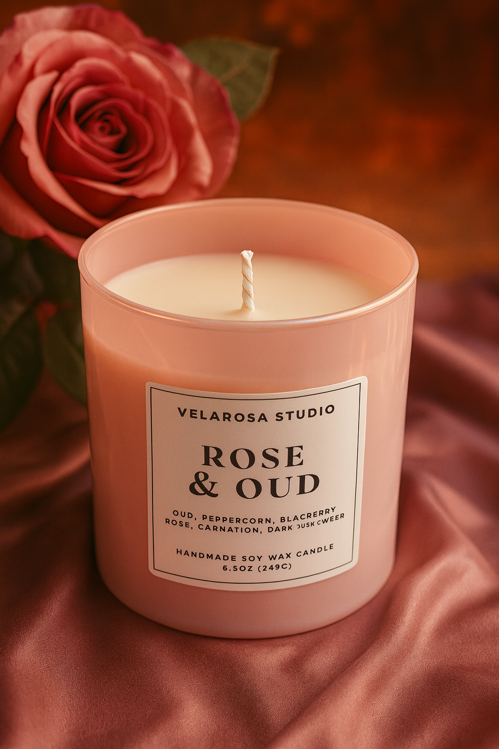 Rose & Oud Luxe Soy Candle - 8oz