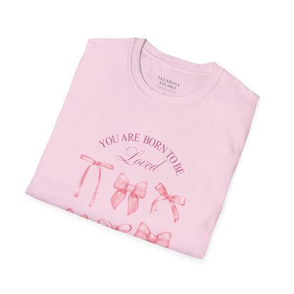 Pink Bow Aesthetic Unisex T-Shirt – You Are Born to Be Loved Tee