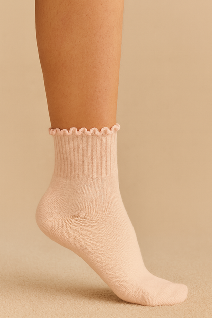 Ruffle Trim Cotton Socks