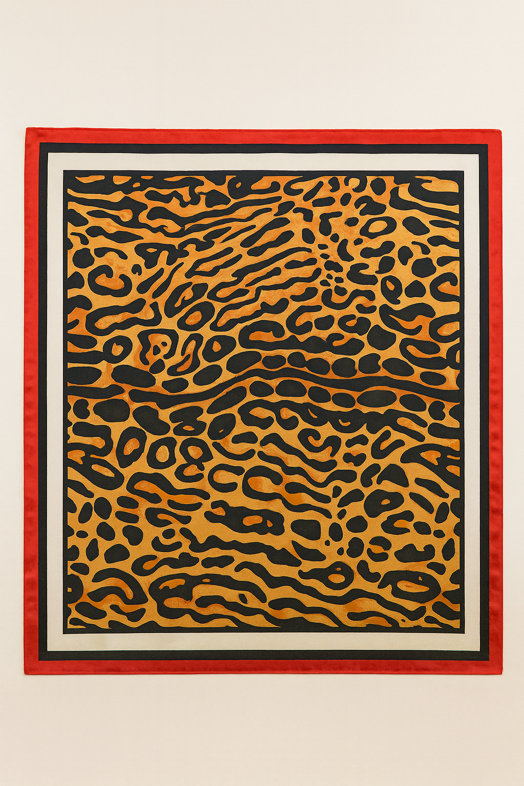Amber Leopard Satin-Finish Square Scarf