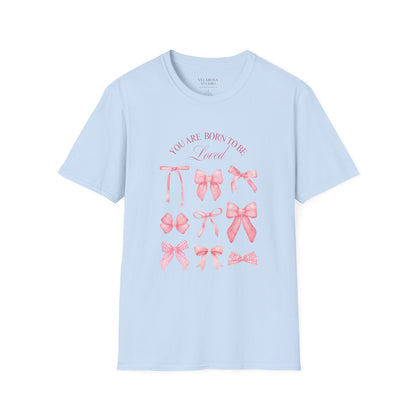 Pink Bow Aesthetic Unisex T-Shirt – You Are Born to Be Loved Tee