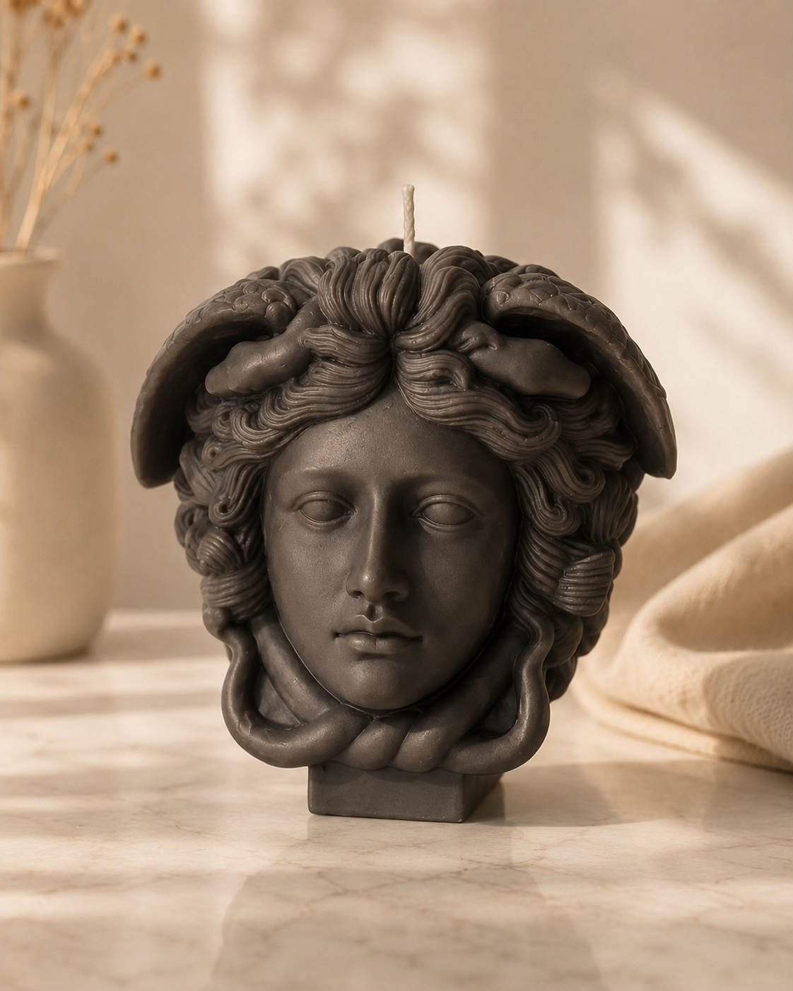Medusa Sculptural Candle – Large Greek Goddess Decor