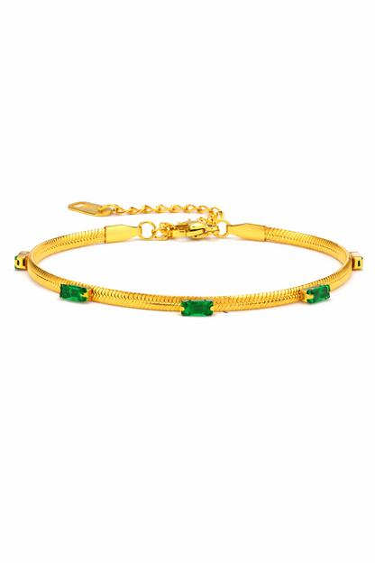 Emerald Tide Snake Chain Bracelet – Gold Stainless Steel